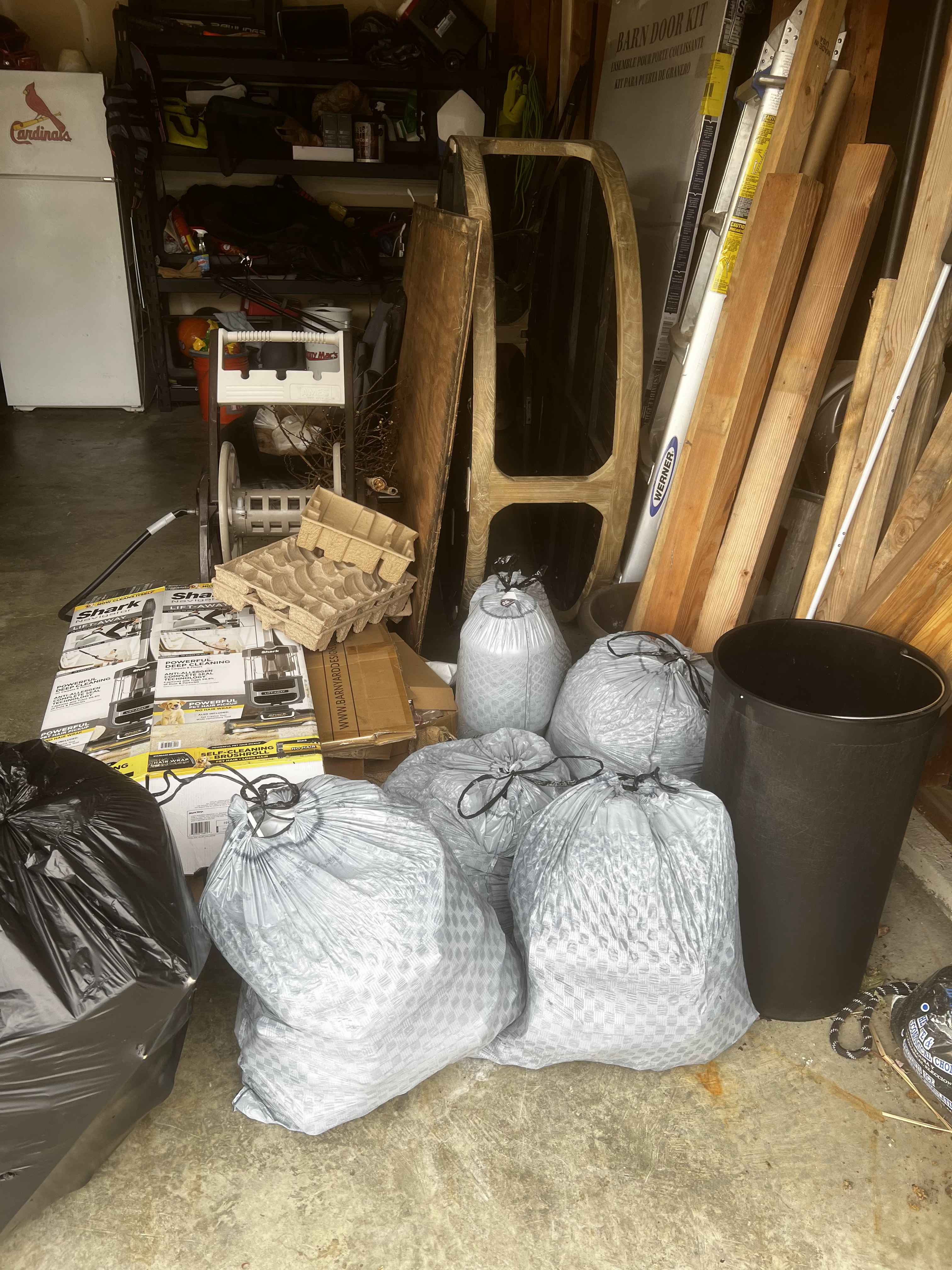 Bags of junk ready for removal, Weldon Spring, MO