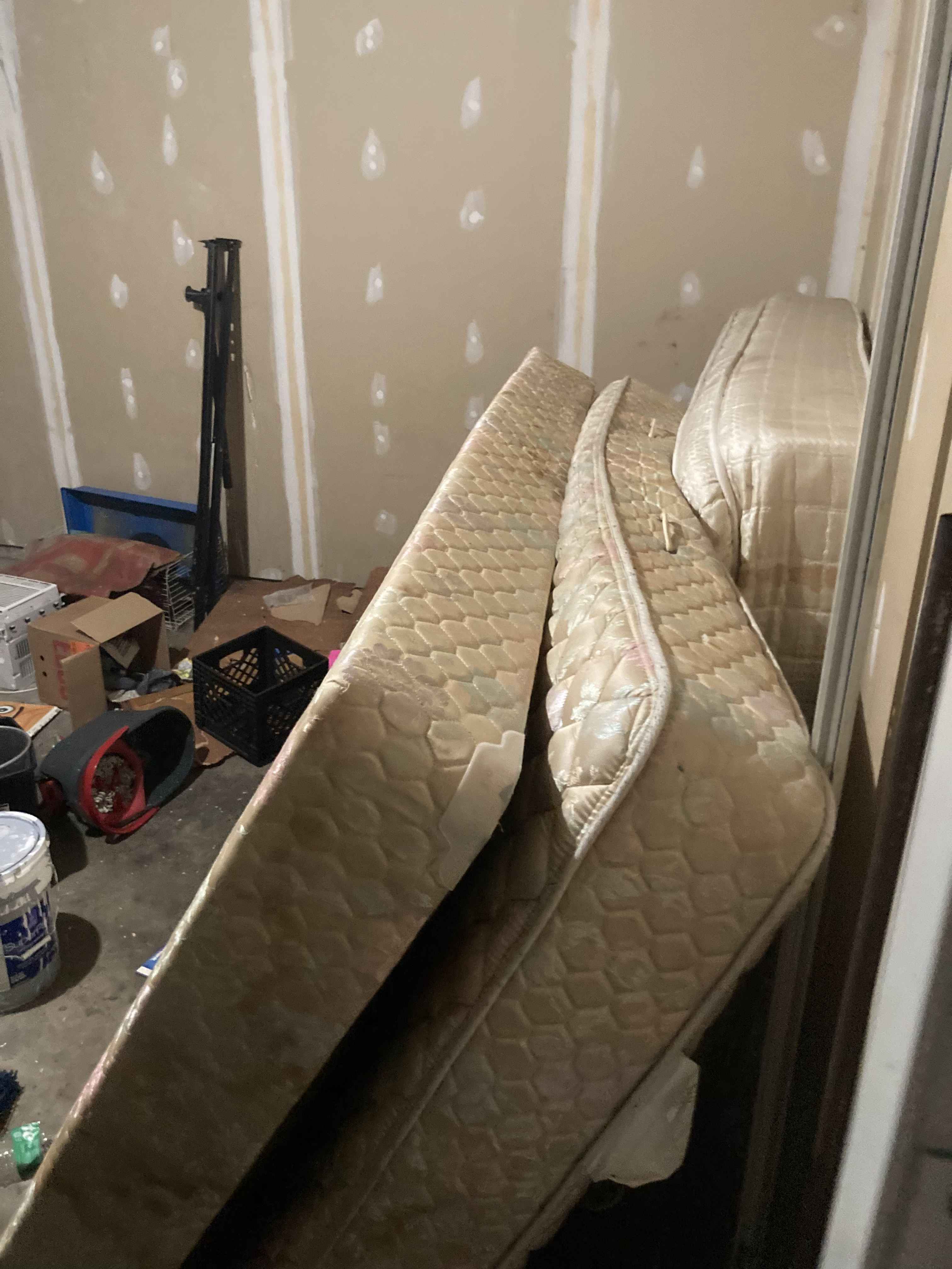 Construction debris and mattresses ready for removal, Wentzville, MO